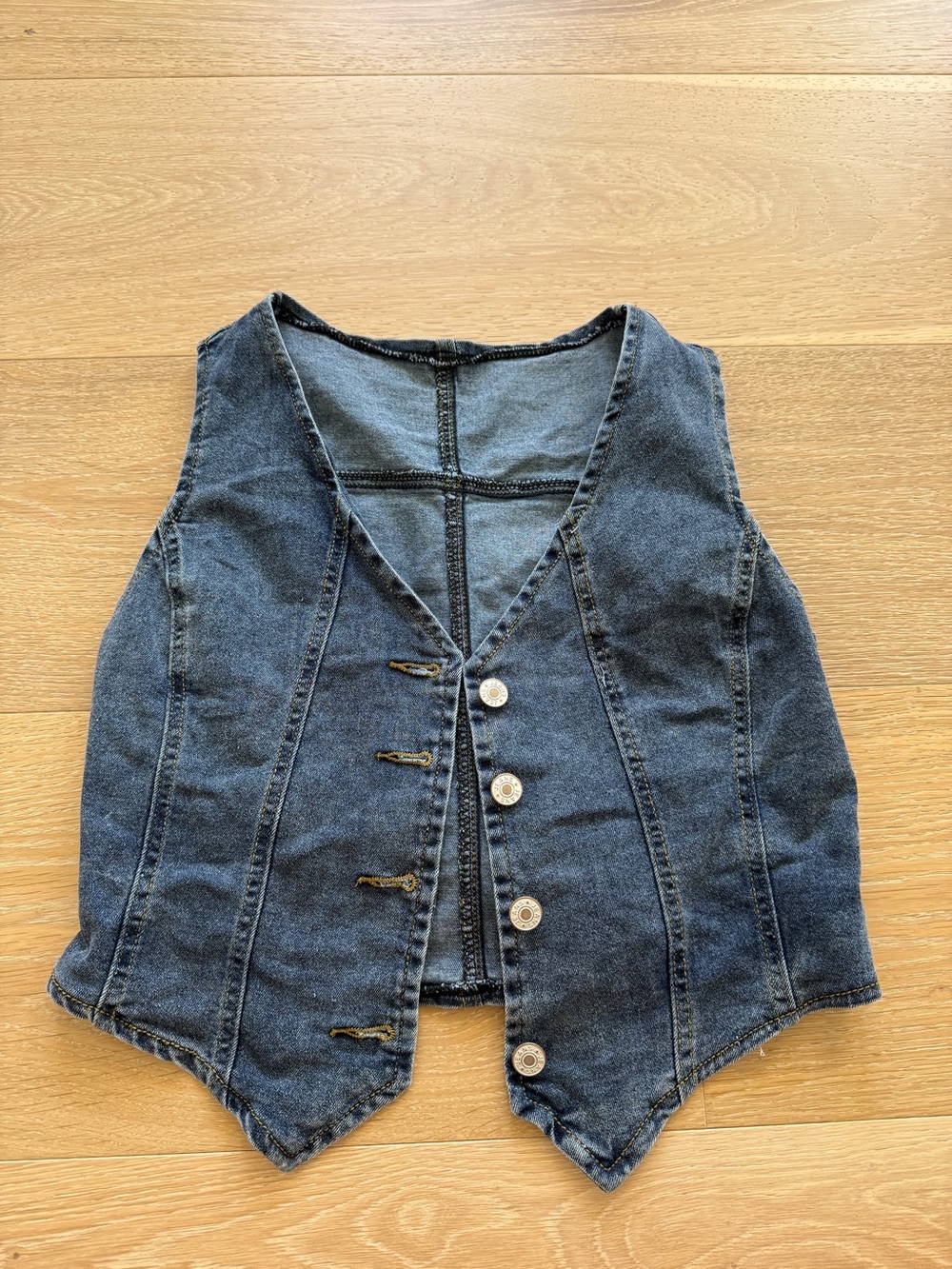 Women’s Dark Wash Denim Vest with Button Front